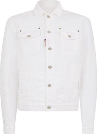 Dsquared2 Denim jack met logopatch - Heren - Spijkerjassen - Wit - XL - Denim - Jassen