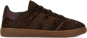 Hogan Brown Leopard Print Suede Low-Top Sneakers