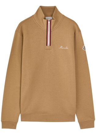 Moncler Logo-embroidered Cotton-blend Sweatshirt - Beige - Xxl