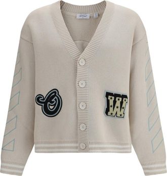 Off-white Light Beige V Neck Cardigan