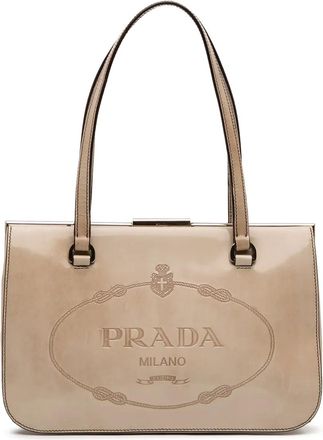 Prada Borsa a spalla Spazzolato con logo 2000-2025 - Marrone