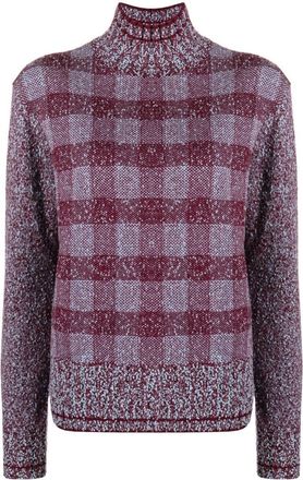 Victoria Beckham checked roll neck jumper - women - Wool/Polyamide/Spandex/Elastane - S - Red