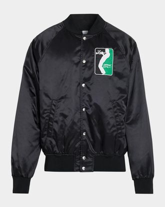 Off-white Men & apos;s Graphic Appliqu&eacute; Satin Bomber Jacket