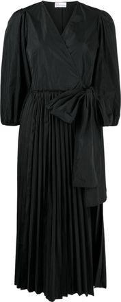 Red Valentino bow-detail pleated dress - women - Polyester - 40 - Black