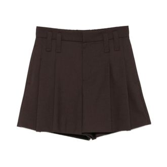 Brunello Cucinelli Korte Broeken, Dames, Bruin, S, Bruine Geplooide Shorts Met Hoge Taille
