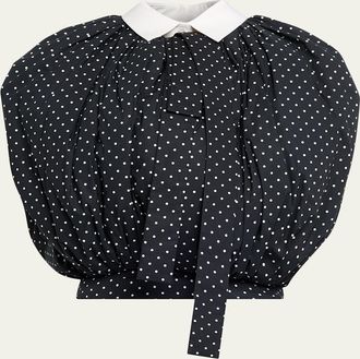 Marc Jacobs Polka-Dot Cotton Poplin Collared Bubble Top