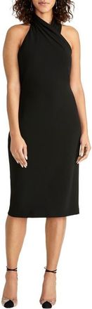 Rachel Roy Harland Crossover Halter Midi Dress in Black at Nordstrom, Size Xx-Large