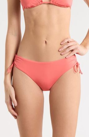 Roxy Beach Classics Side Tie Hipster Bikini Bottoms in Hot Coral at Nordstrom, Size Medium
