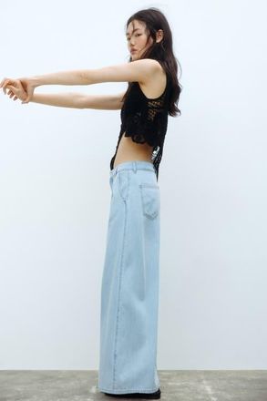 H&M Wide Regular Waist Jeans in Pale Denim Blue at Nordstrom, Size 18