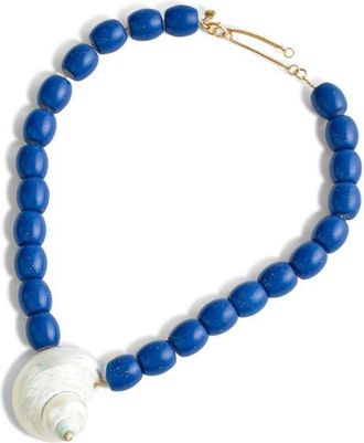 Madewell Shell Oversized Beaded Choker Necklace in Lapis at Nordstrom