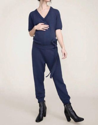 Hatch Anika Knit Cotton Jumper In Navy