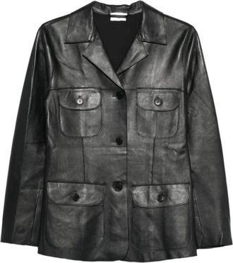 P.A.R.O.S.H. Maciock Leren Jas - Dames - Leren en Su&egrave;de Jassen - Blauw - M - Leer - Jassen