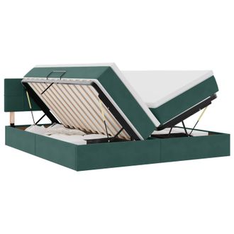 vidaXL Letto Con Contenitore Led E Materasso Verde Scuro 180 X 200 Cm Vidaxl