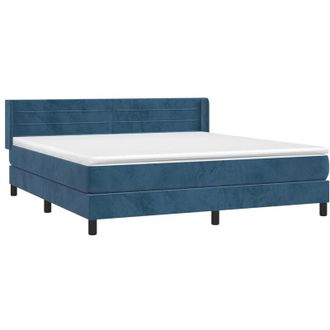 vidaXL Cama Box Spring Con Colch&oacute;n Terciopelo Azul Oscuro 160x200 Cm Vidaxl
