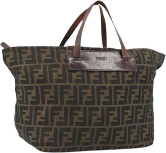 Fendi Pre-owned Zucca Canvas Tote Bag - Dames - Vintage Shopper - Bruin - ONE Size - Leer - Vintage