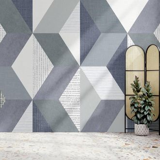 Superfresco Easy Tribal Geo Navy Print To Order 3m x 2.8m Mural