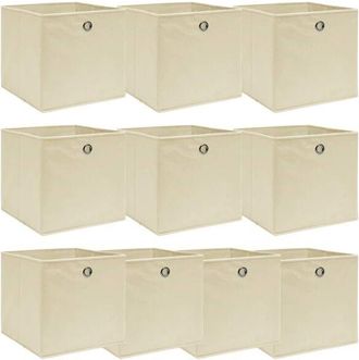 OEM Paquete De 10 Cajas De Almacenamiento De Tela Color Beige, De 32x32x32 Cm