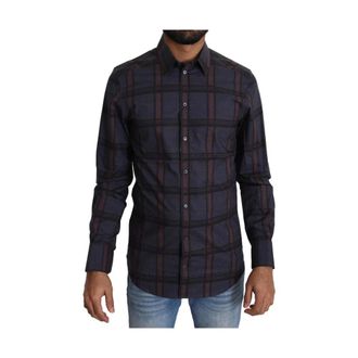 Dolce & Gabbana Plaid Cotton Blend Shirt - male - Dolce & Gabbana - Casual Shirts - Blue - S - Shirts