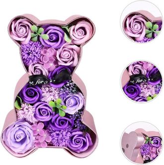 Trade Shop Trade Shop - Orsacchiotto Orsetto Orso Di Rose Con Fiori Decorazione In Cartone Teddy Color