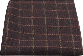 King & Priory Luxury Merlot Red Tattersall Check Tweed Pocket Square, Handkerchief