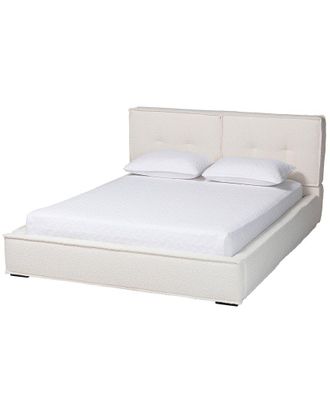 Baxton Studio Laverick Modern Boucle Queen Platform Bed With Border Piping