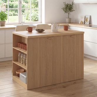 IDMarket Juliette Isla Central De 120 Cm Con Efecto De Listones De Madera