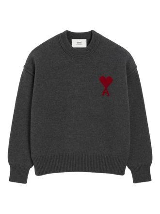 Ami Ami De Coeur crew-neck wool sweater - unisex - Wool - M - Grey