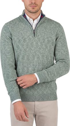 N-Z-A- NEW ZEALAND AUCKLAND katoenen NZA trui half zip groen gem&ecirc;leerd gebreid