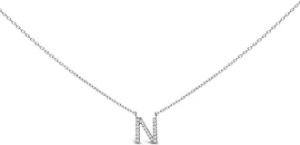 House of Brilliance 10K White Gold Diamond Accent A-Z Block Initial Pendant Necklace in White Gold | N at Nordstrom
