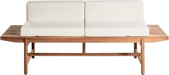Beliani Beliani - Banco De Jard&iacute;n De Madera De Acacia 210 X 84 Cm 2 Plazas Dise&ntilde;o R&uacute;stico Madera Clara Con Cojines Blanco Crema Giaveno