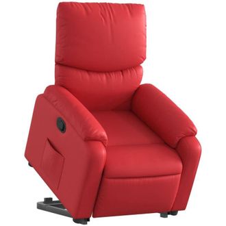 vidaXL Sill&oacute;n Reclinable Elevable Cuero Artificial Rojo Vidaxl