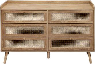 Calicosy Cassettiera a 6 cassetti con facciate in rattan naturale L120 cm - PALMO