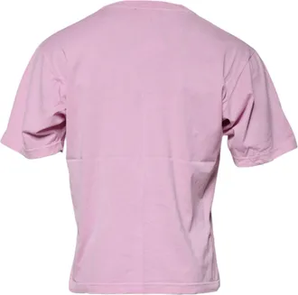 Dolce & Gabbana Pink Logo Print Cotton Crew Neck Mens T-shirt (Pre-Owned)