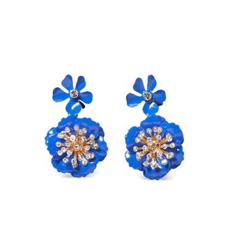 Carolina Herrera Earrings, female, Blue, Size: ONE SIZE Floral Dangle Earrings