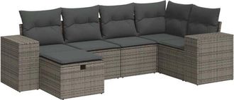 vidaXL Set De Muebles De Jard&iacute;n 6 Pzas Y Cojines Rat&aacute;n Sint&eacute;tico Gris Vidaxl