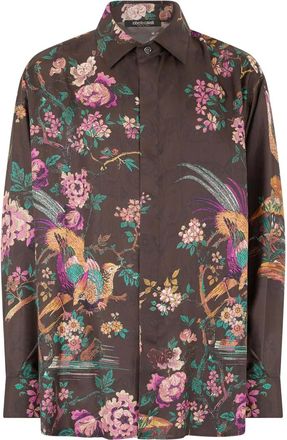 Roberto Cavalli Camicia a fiori - Marrone