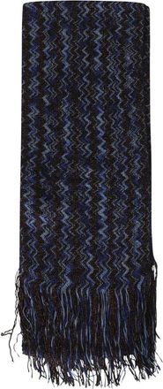 Missoni Sciarpa con frange a zigzag - - Accessories - Donna - Blu - ONE SIZE