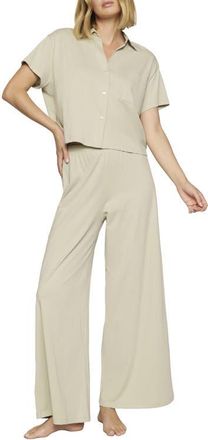 Eberjey Pima Cotton Short Sleeve Pajamas in Sandstone at Nordstrom, Size X-Large