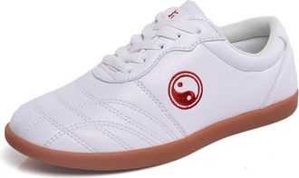 Generic Unisex Adults Taekwondo Martial Arts Sneaker Lace-Up Kung Fu Karate Taichi Shoes for Fitness Exercises,White,6.5 UK