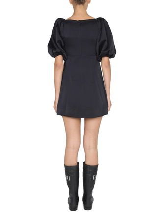 Patou Balloon Sleeve Mini Dress - Black