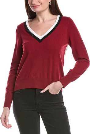 CeCe by Cynthia Steffe Cece Deep V Contrast Trim Sweater