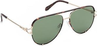 Quay High Key Twist Fashion Sunglasses Dark Tort/Green, Gunmetal Tone/Polycarbonate