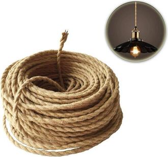 OEM Cable El&eacute;ctrico De Tela Retro, Cuerda De C&aacute;&ntilde;amo Trenzada, Cable De 2 N&uacute;cleos (2x0,75 Mm) Para Accesorios De L&aacute;mparas Colgantes, 20 M
