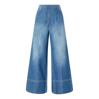 Pinko Wide Jeans, female, Blue, M, Linen-blend denim palazzo jeans