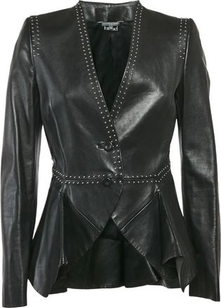 Alexander McQueen 2023 jack met enkele rij knopen en studs - Zwart