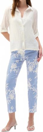 Joseph Ribkoff Textured Drawstring Hem Blouse In Vanilla