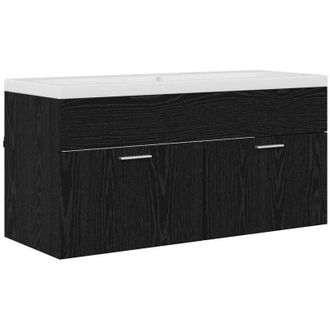 vidaXL Bathroom Cabinet Black Oak 100 x 38.5 x 46 cm Engineered Wood vidaXL