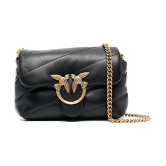 Pinko Pinko, Tassen, Dames, Zwart, ONE Size, Leer, Baby Love Bag Puff