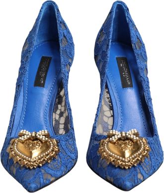 Dolce & Gabbana Blue Taormina Lace DEVOTION Pumps Shoes Womens