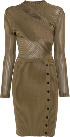 Self Portrait Abito a coste - Verde